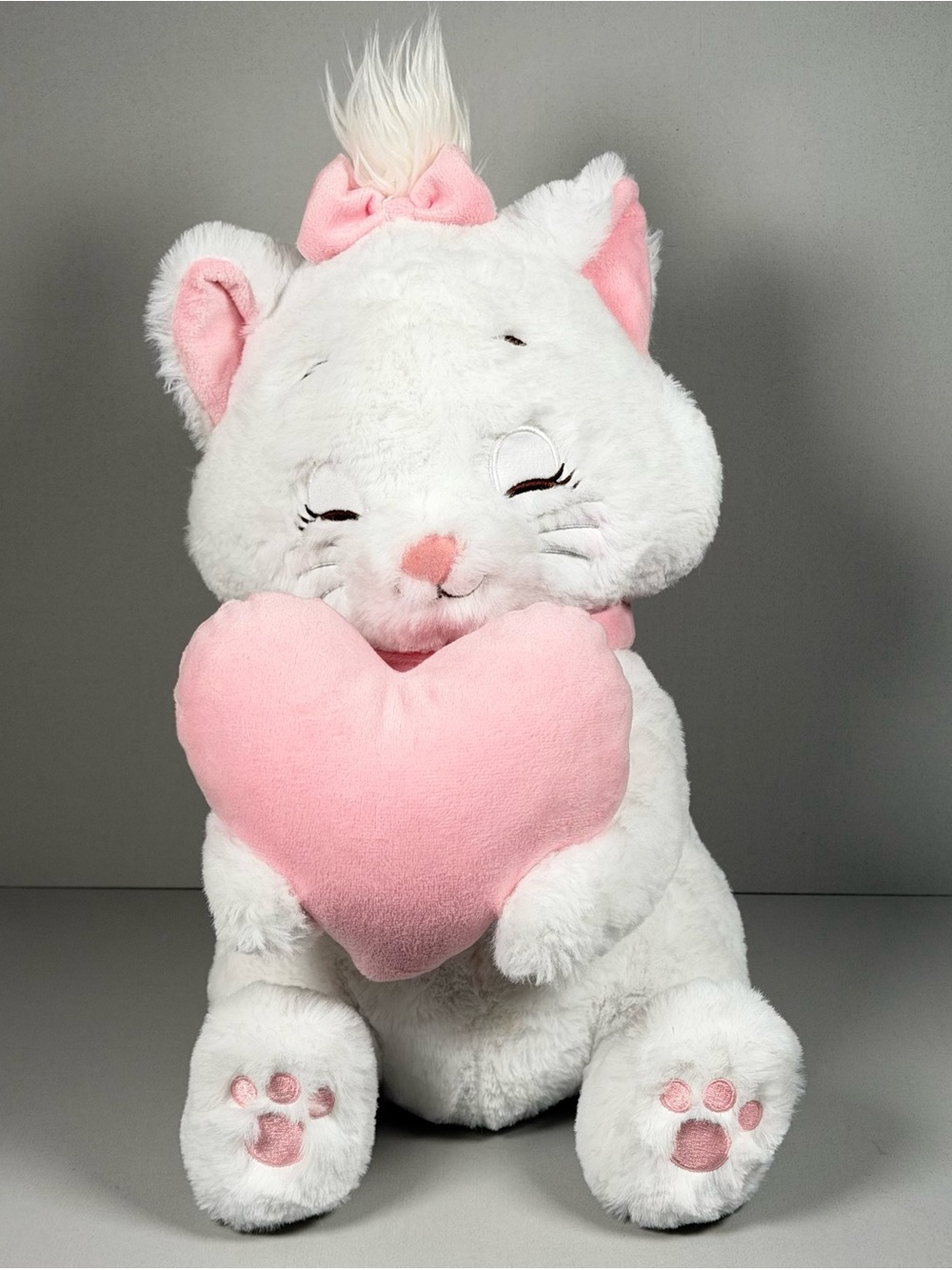 Disney Store Japan Marie The Aristocats Plush White Cat Pink Heart Valentine